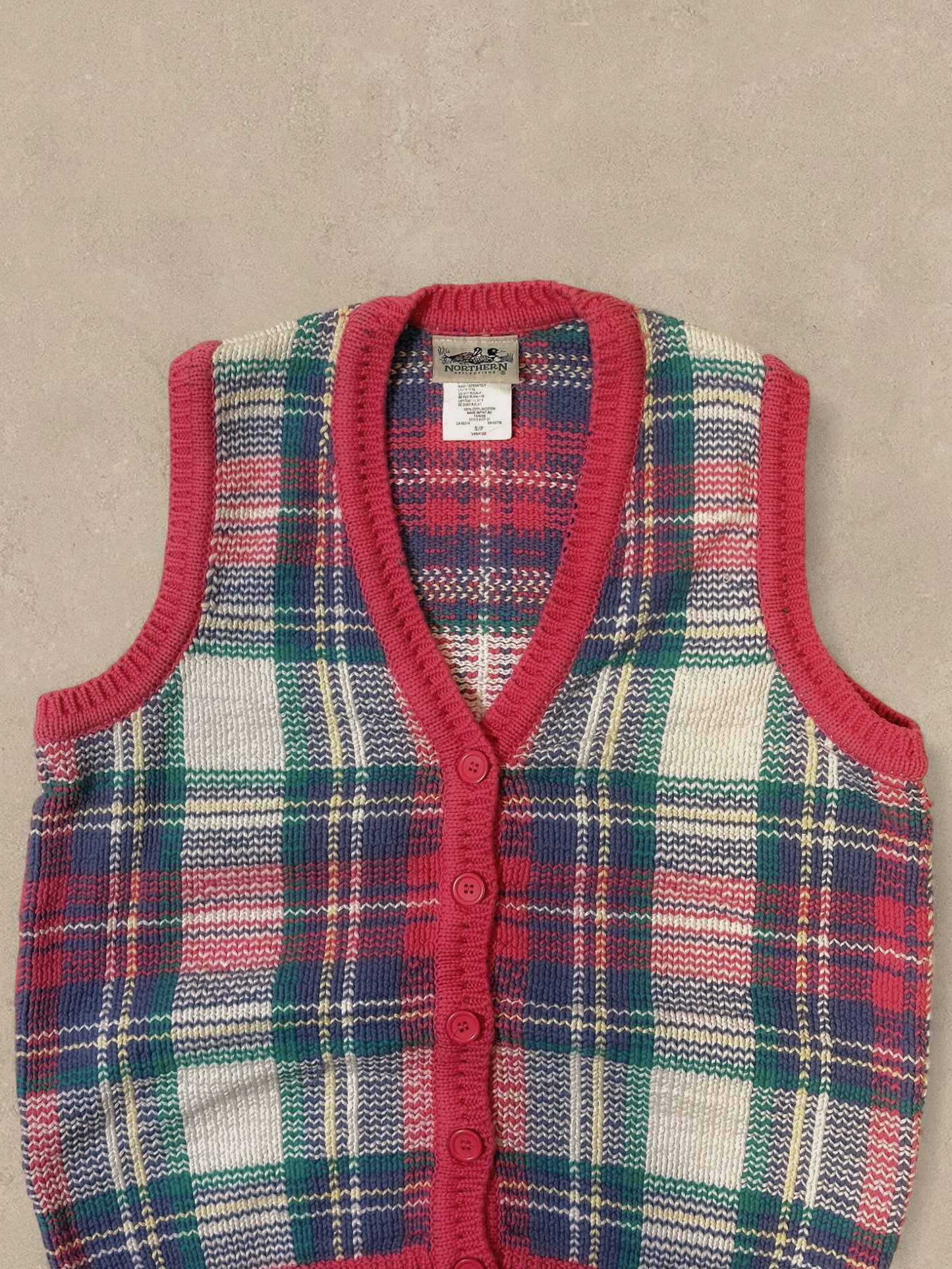 1990S - PINK/GREEN VEST - S