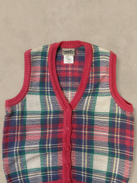 1990S - PINK/GREEN VEST - S