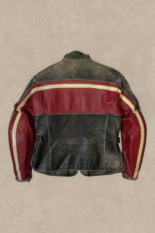 1990S - BLACK/RED JOE ROCKET MOTO LEATHER JACKET - L