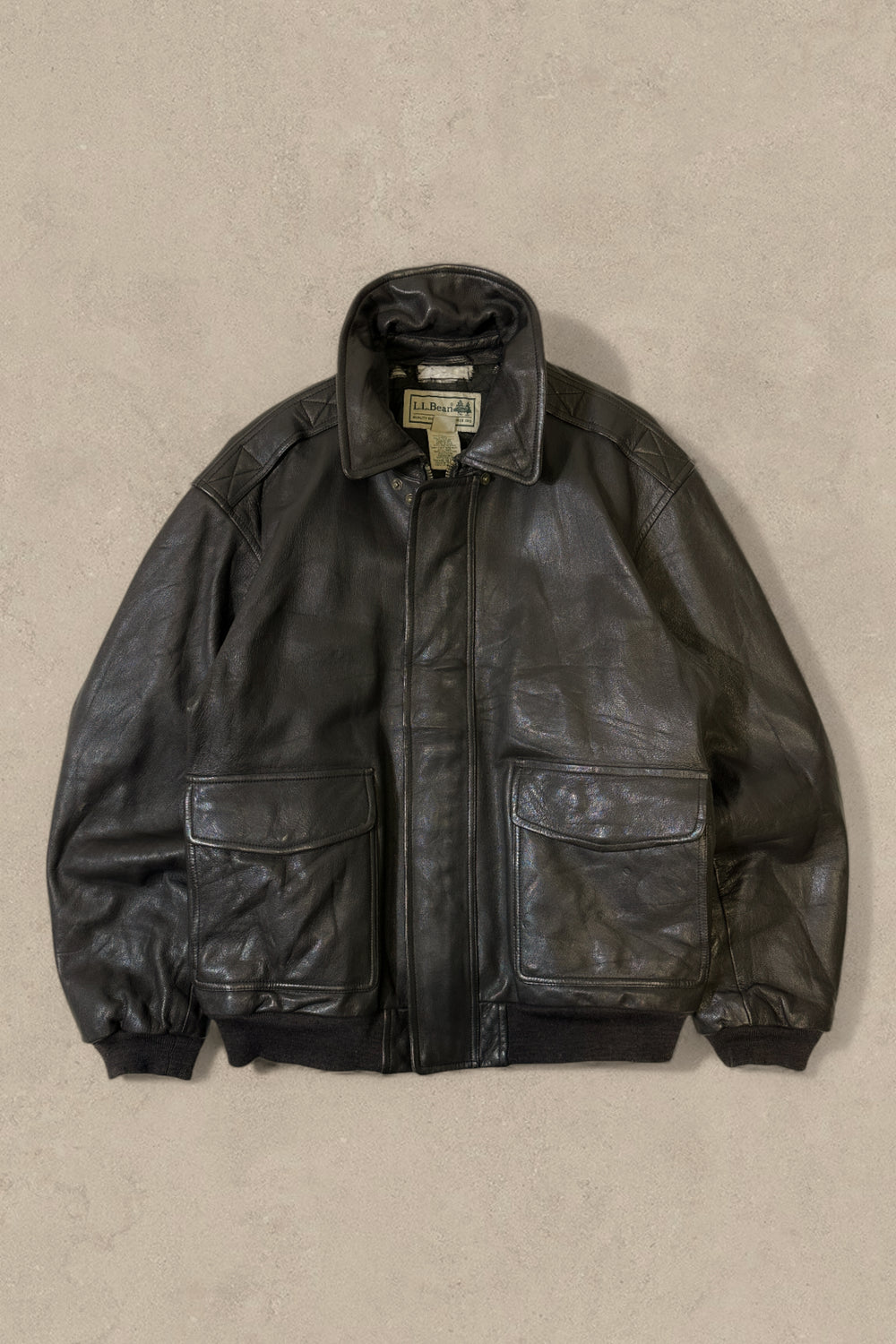 1990S - BLACK LL BEAN FLIGHT BOMBER JACKET - XL