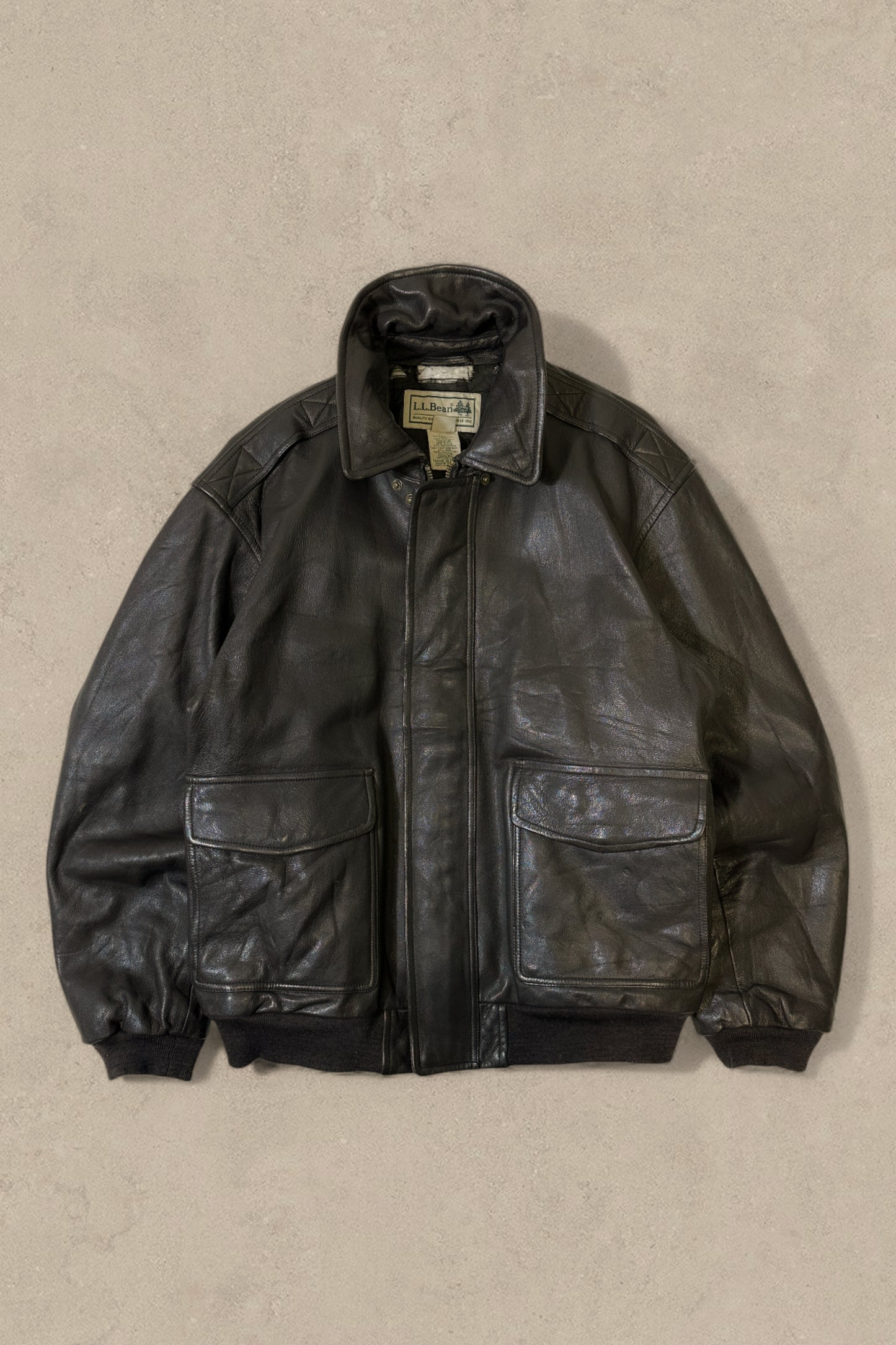 1990S - BLACK LL BEAN FLIGHT BOMBER JACKET - XL