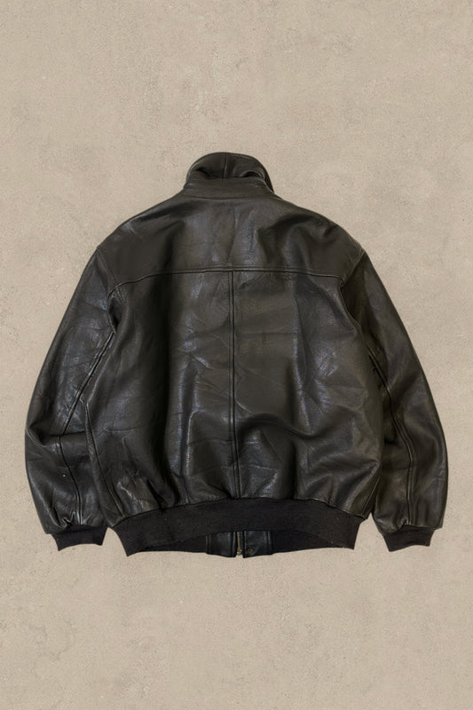 1990S - BLACK LL BEAN FLIGHT BOMBER JACKET - XL