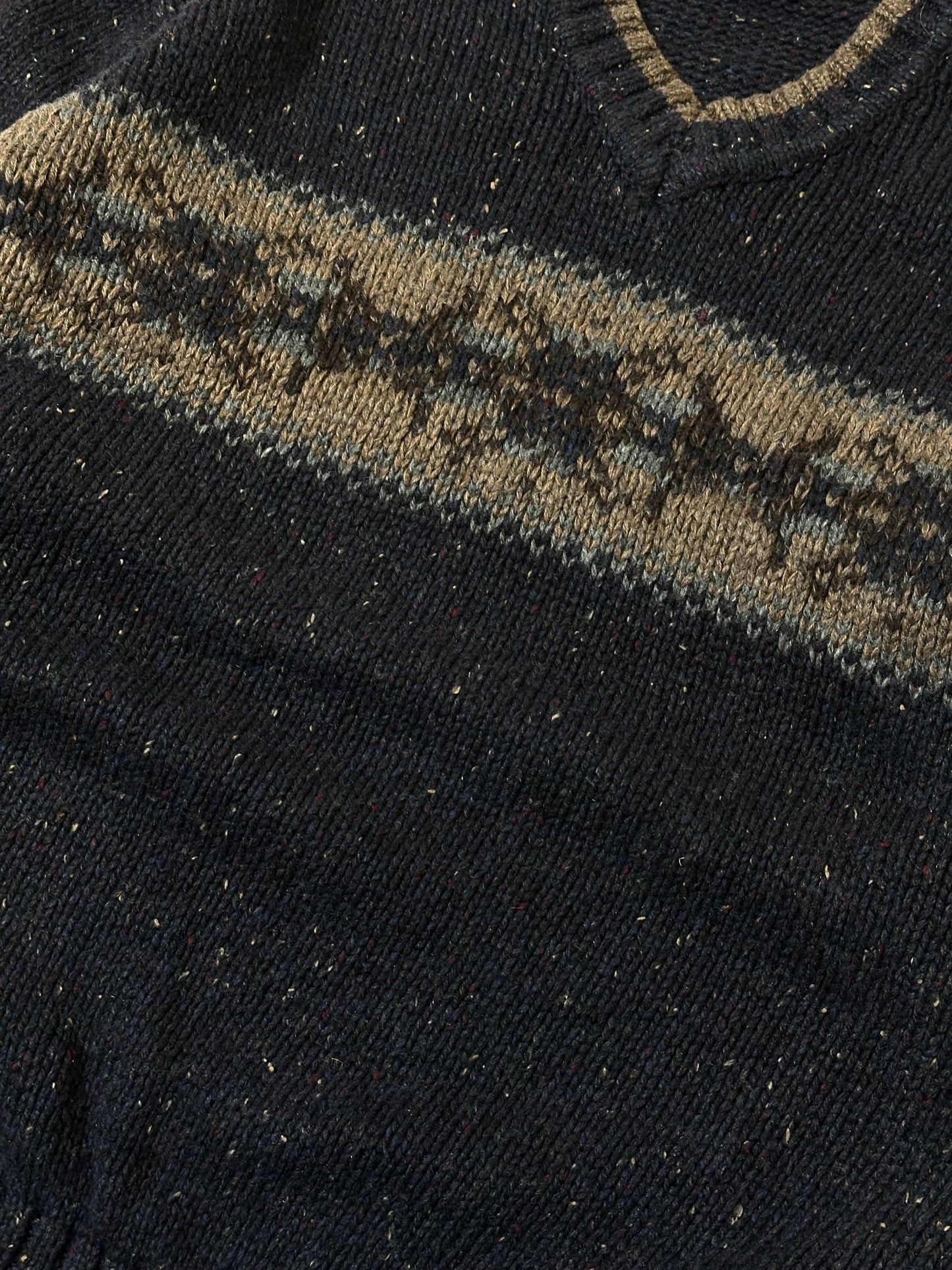 1990S - BLACK/BROWN V SWEATER - L