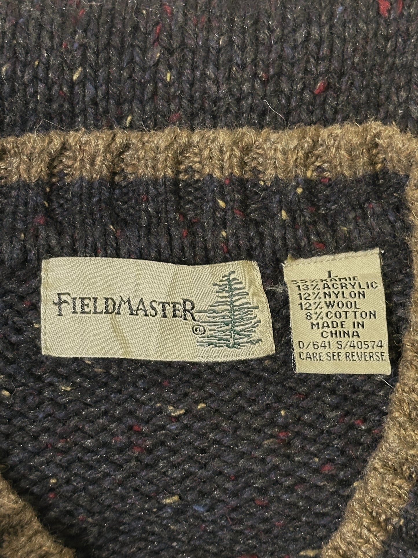 1990S - BLACK/BROWN V SWEATER - L