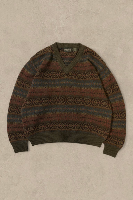 1990S - BROWN TIMBERLAND V SWEATER - M