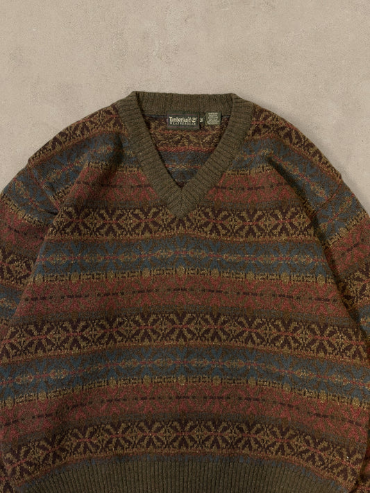 1990S - BROWN TIMBERLAND V SWEATER - M
