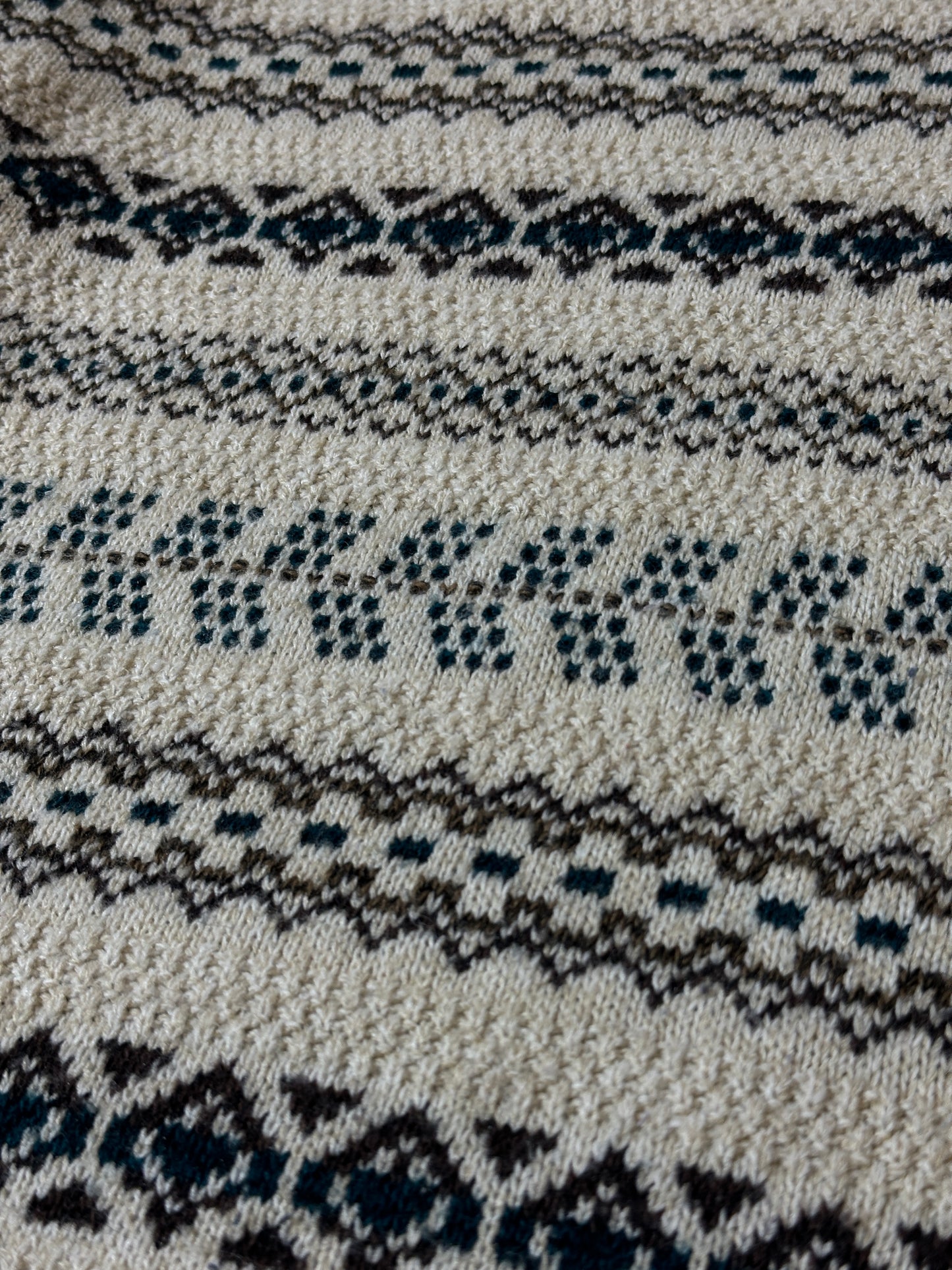 1990S - CREAM PATTERNED SWEATER - XL (TALL)