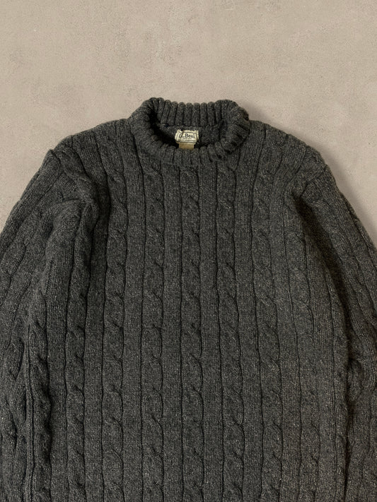 1990S - BLACK LL BEAN CABLE KNIT TURTLE NECK SWEATER - XL