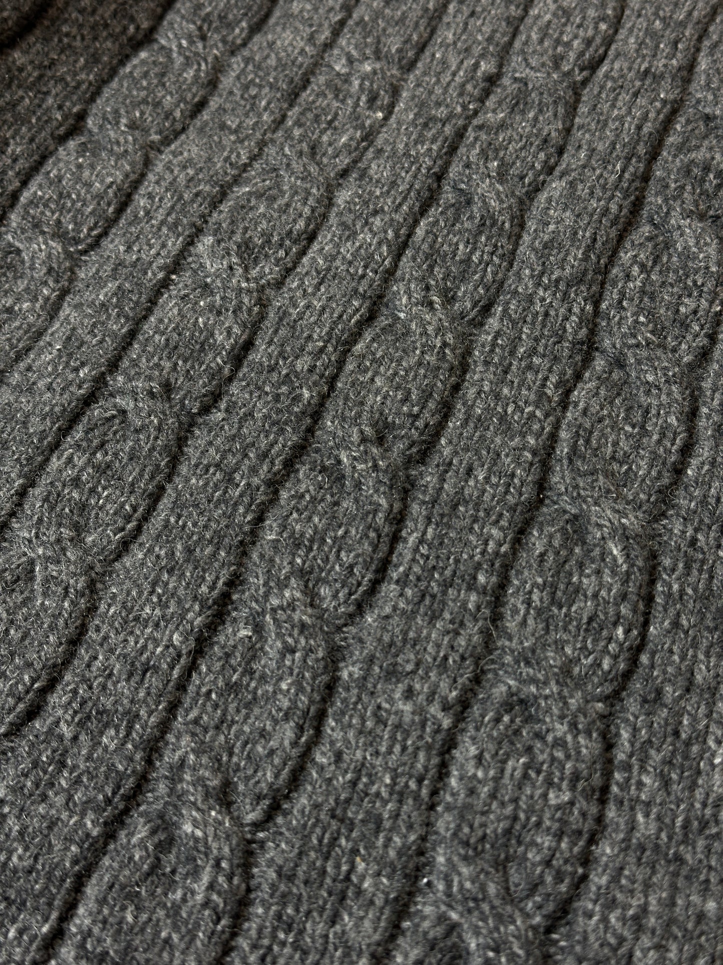 1990S - BLACK LL BEAN CABLE KNIT TURTLE NECK SWEATER - XL