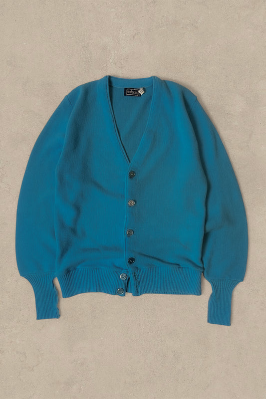 1990S - BLUE CARDIGAN SWEATER - S