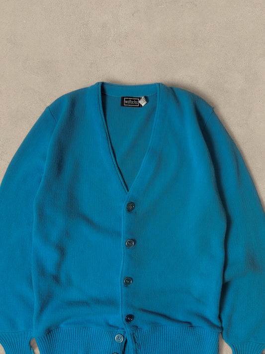 1990S - BLUE CARDIGAN SWEATER - S