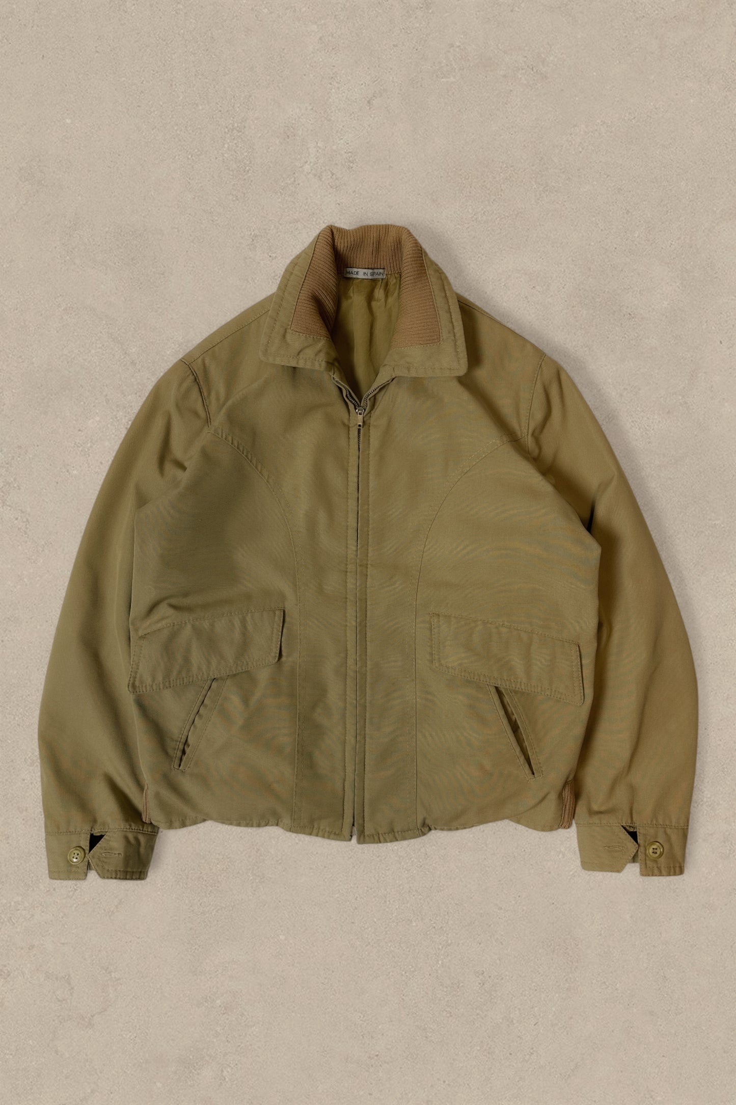 1990S - CREAM BOMBER FLIGHT JACKET - M