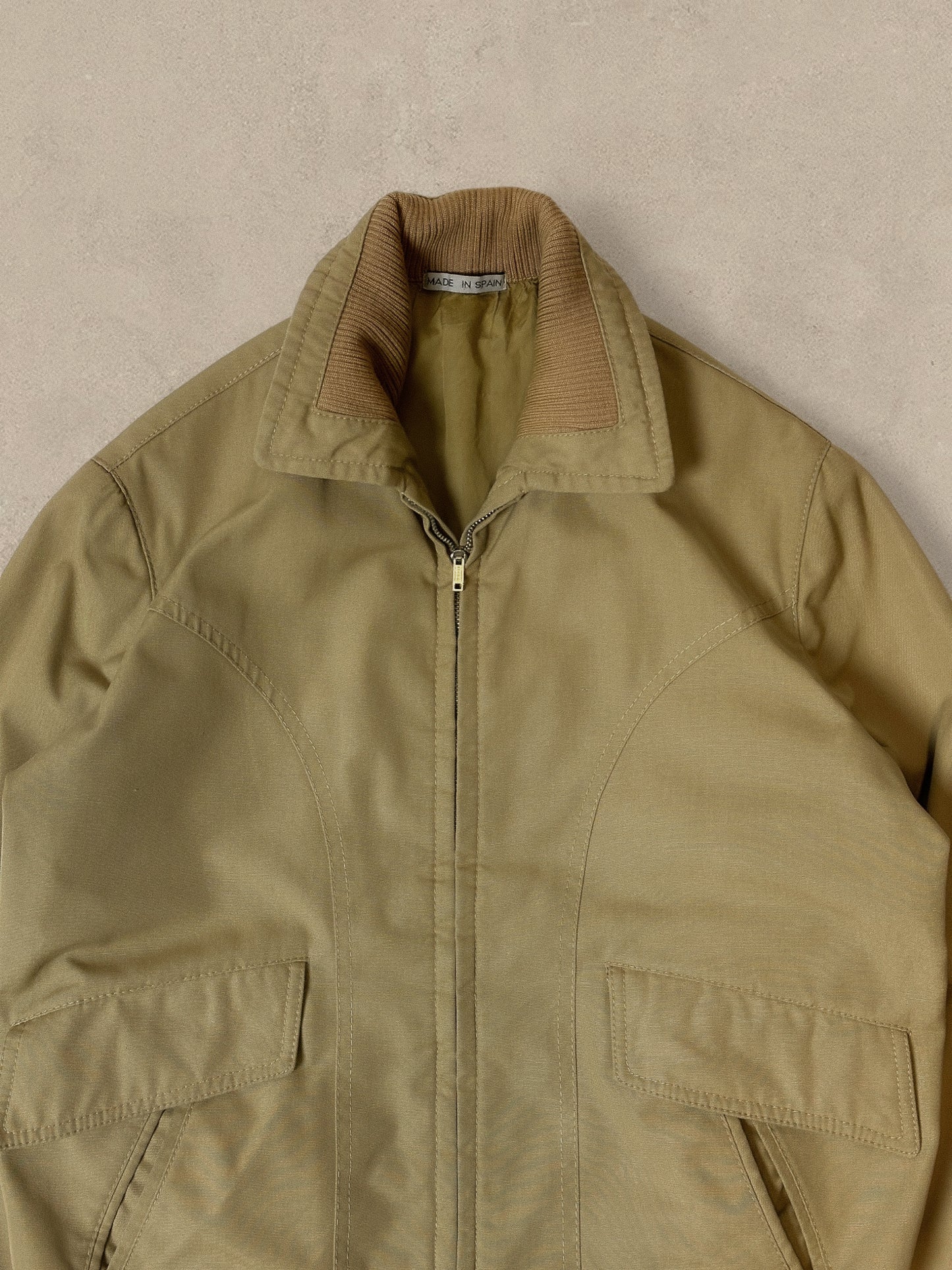 1990S - CREAM BOMBER FLIGHT JACKET - M