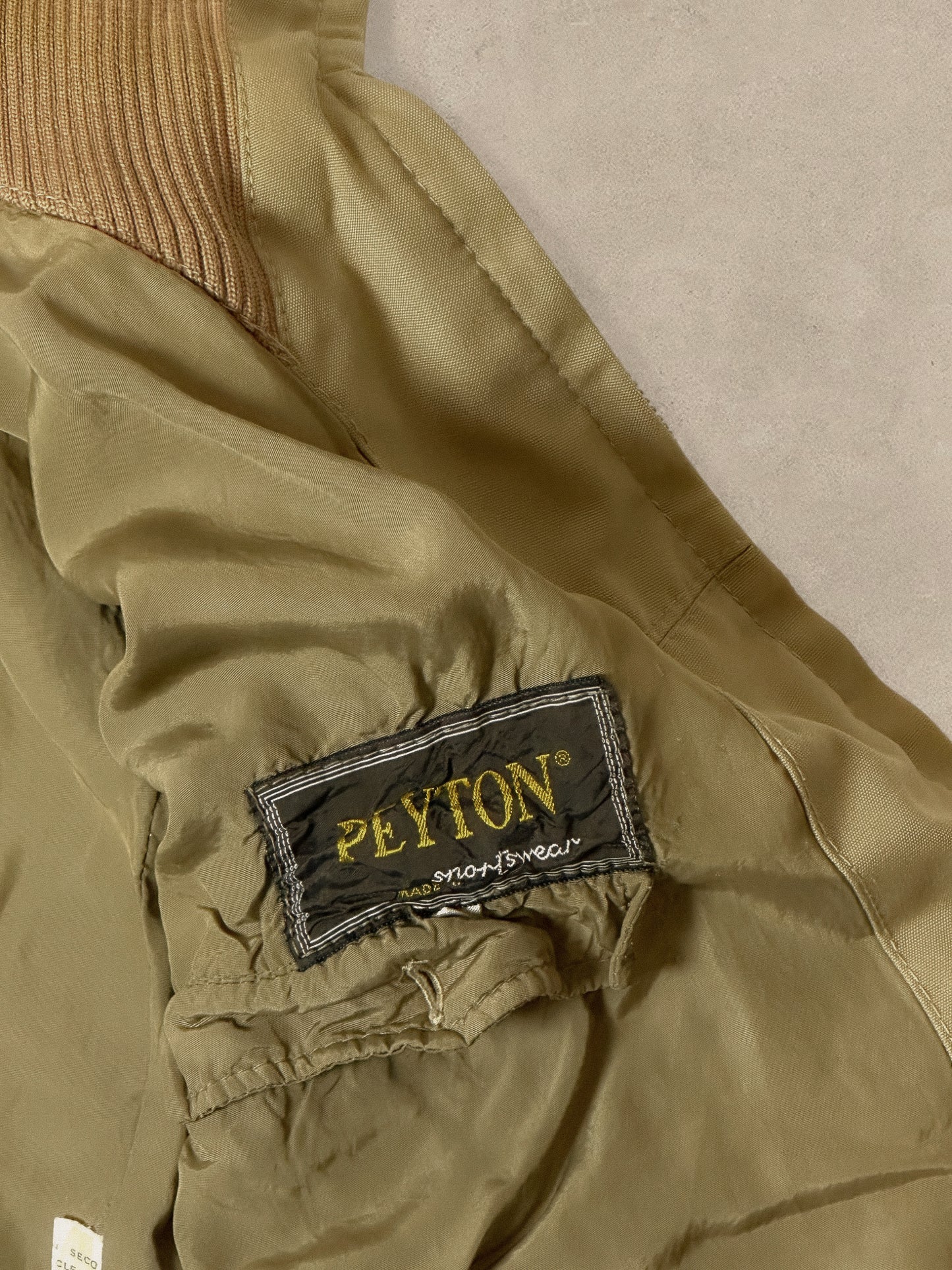 1990S - CREAM BOMBER FLIGHT JACKET - M