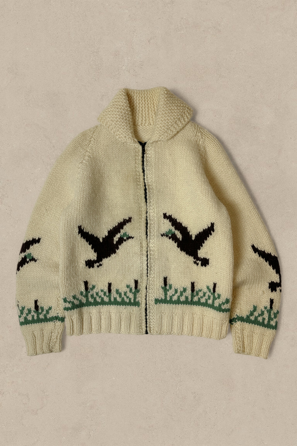 1990S - COWICHAN DUCK WOOL SWEATER - M
