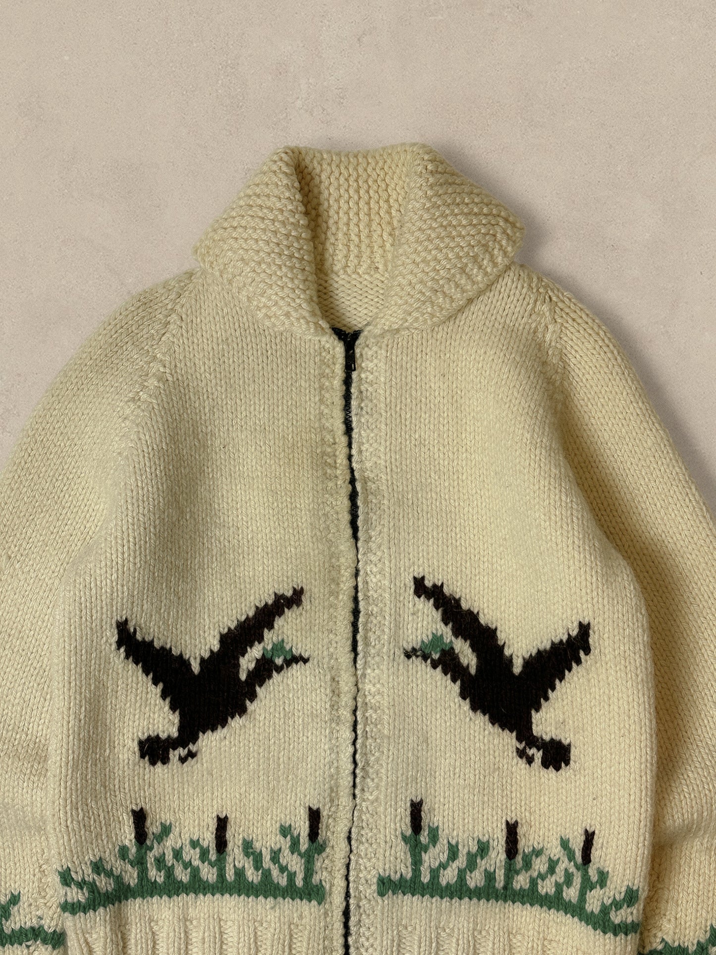 1990S - COWICHAN DUCK WOOL SWEATER - M
