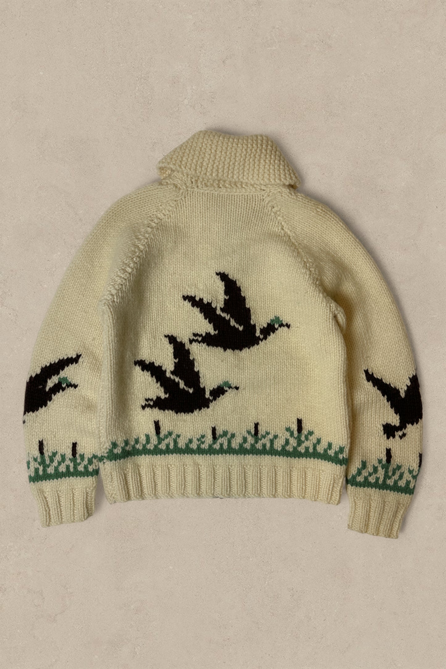 1990S - COWICHAN DUCK WOOL SWEATER - M