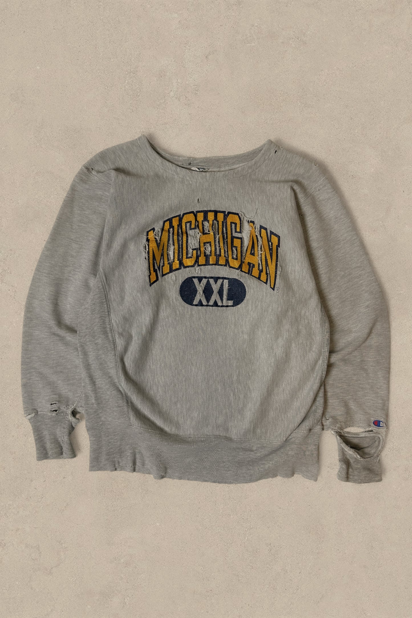 1990 CHAMPION REVERSE WEAVE DISTRESSED SWEATER - L