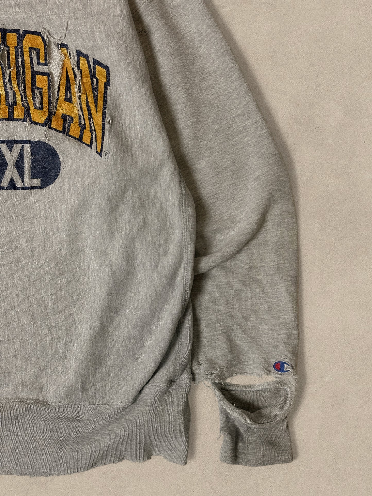 1990 CHAMPION REVERSE WEAVE DISTRESSED SWEATER - L