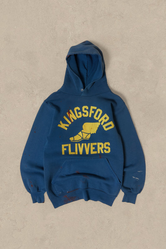 1990S BLUE/YELLOW COLLEGE HOODIE - XS