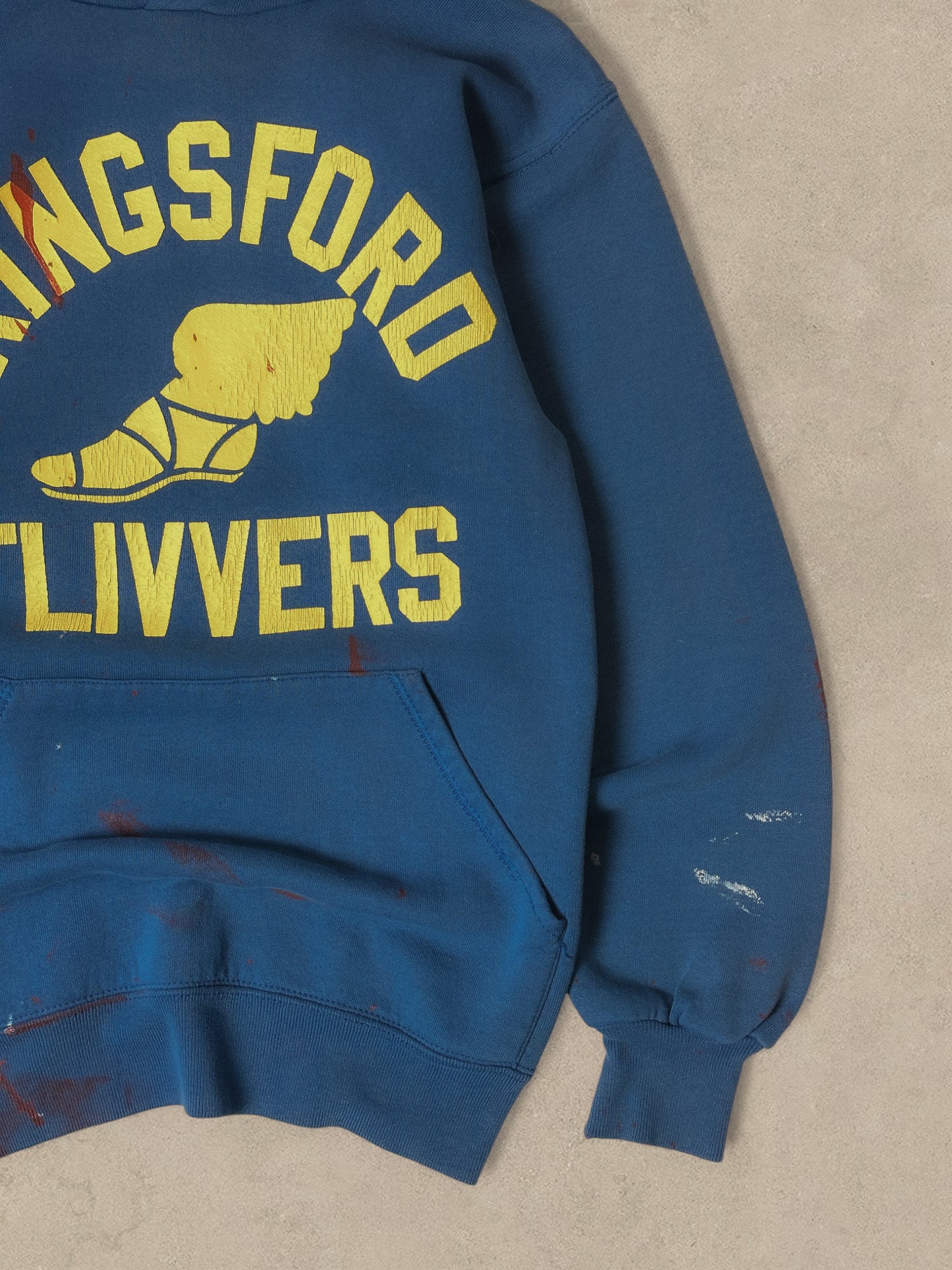 1990S BLUE/YELLOW COLLEGE HOODIE - XS