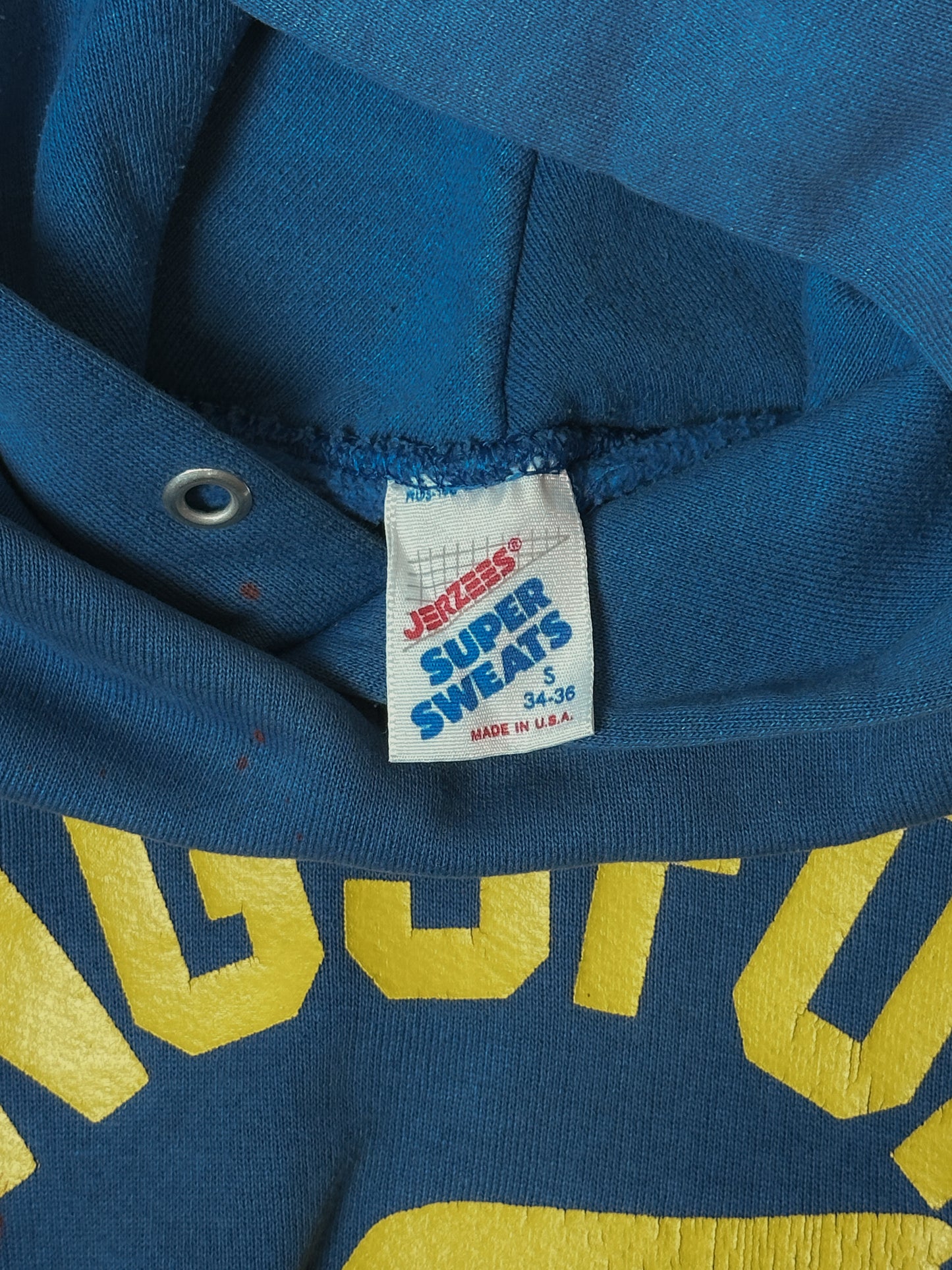 1990S BLUE/YELLOW COLLEGE HOODIE - XS