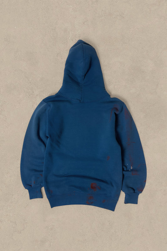 1990S BLUE/YELLOW COLLEGE HOODIE - XS