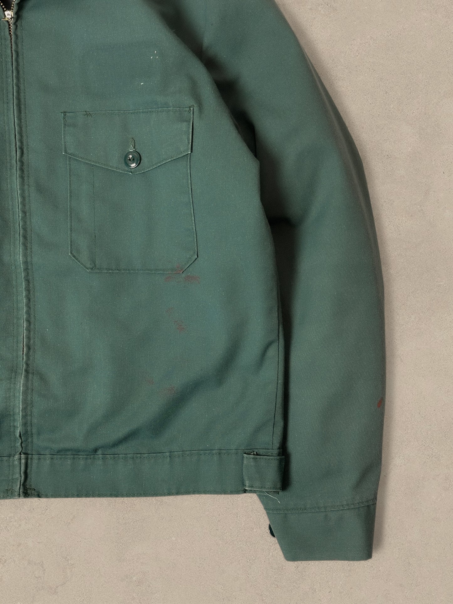 1990S - GREEN WORK WEAR JACKET CROPPED - L