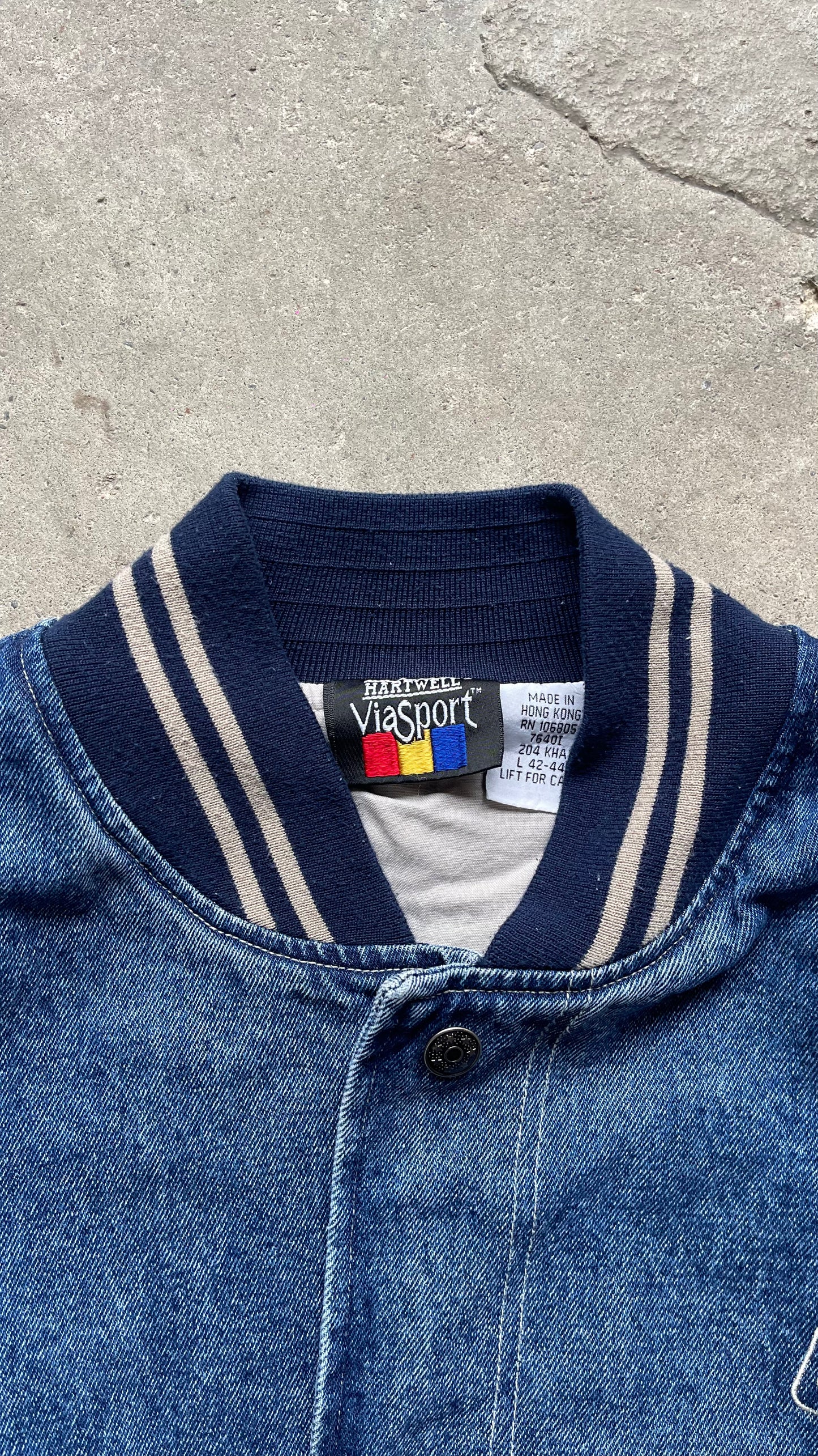 2000S TWO TONE BOMBER DENIM JACKET - L