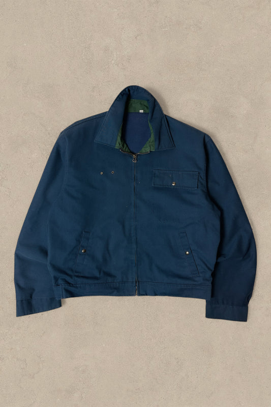 1990S - NAVY WORK WEAR JACKET CROPPED - L