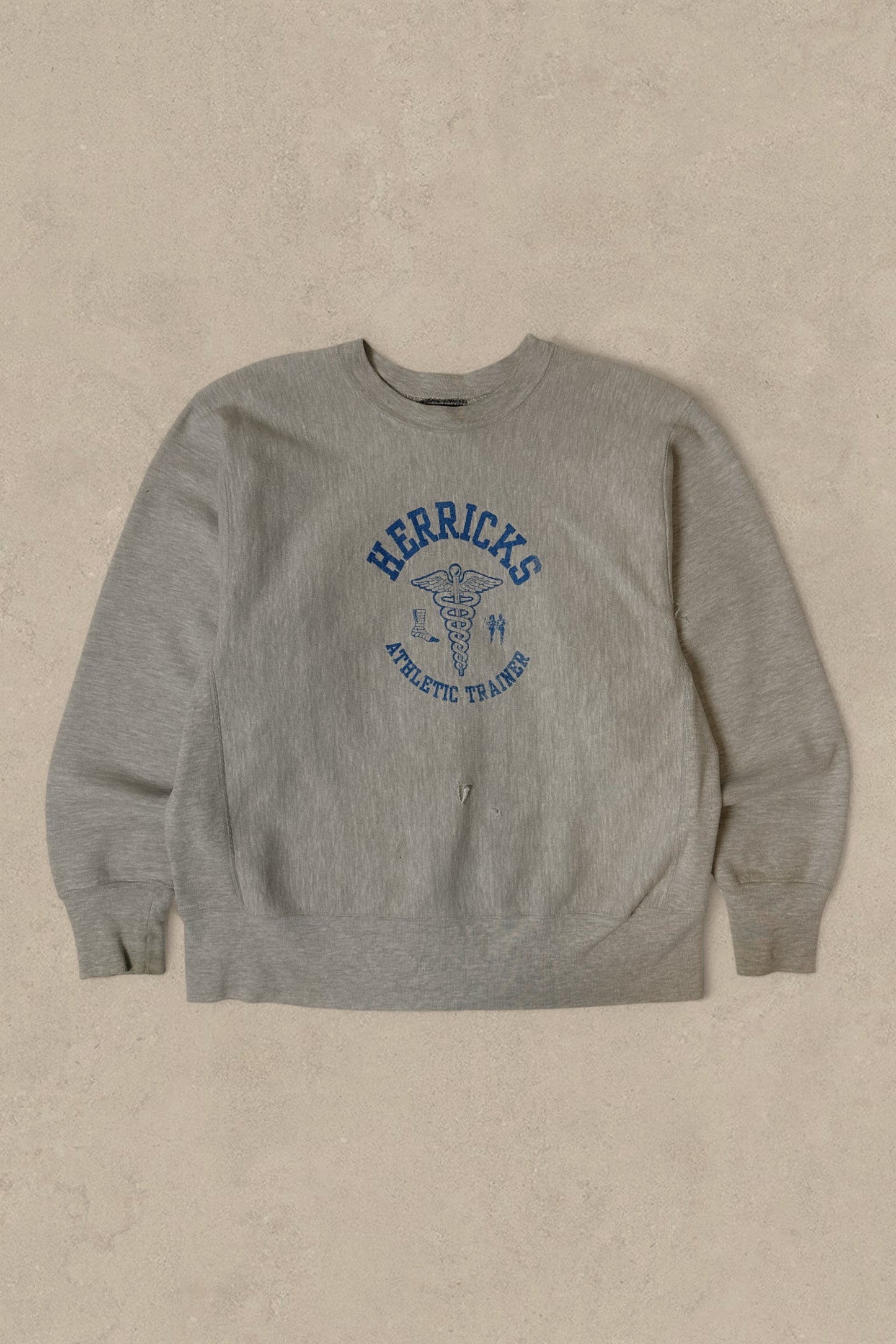 1990S - GREY HERRICKS ATHLETIC TRAINER SWEATSHIRT - XL