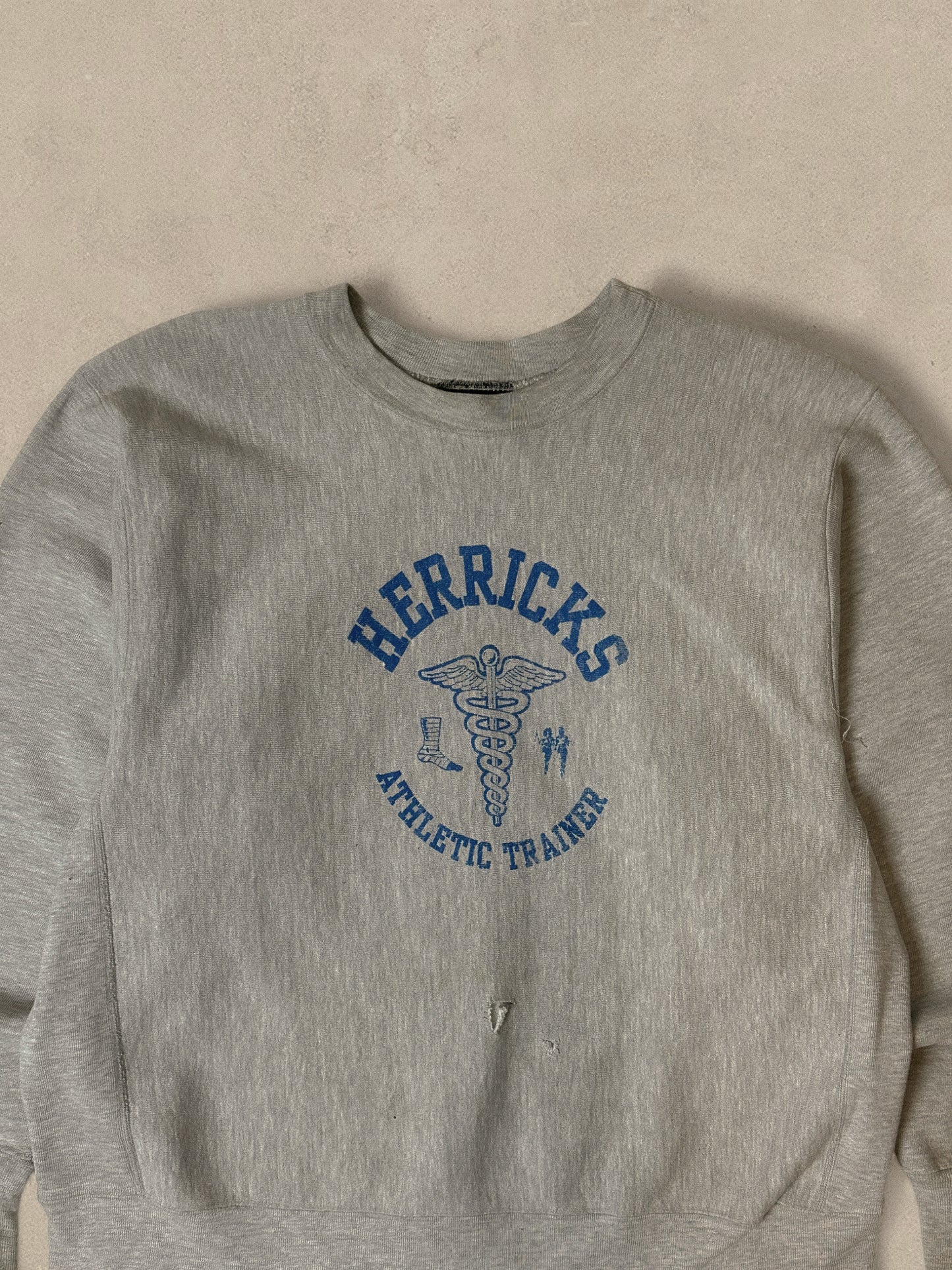 1990S - GREY HERRICKS ATHLETIC TRAINER SWEATSHIRT - XL