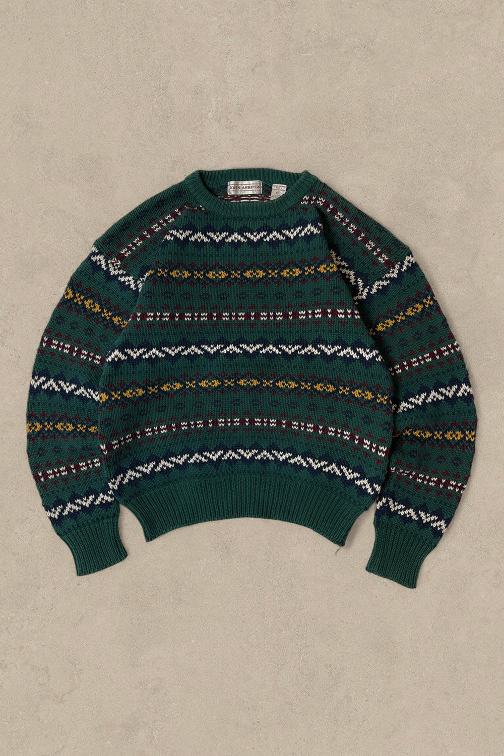 1990S - GREEN/YELLOW SWEATER - M