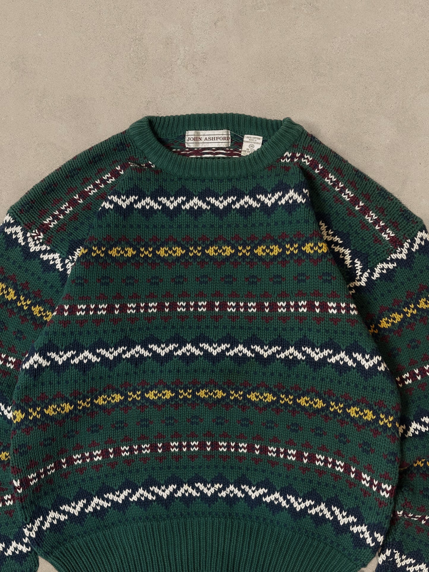 1990S - GREEN/YELLOW SWEATER - M