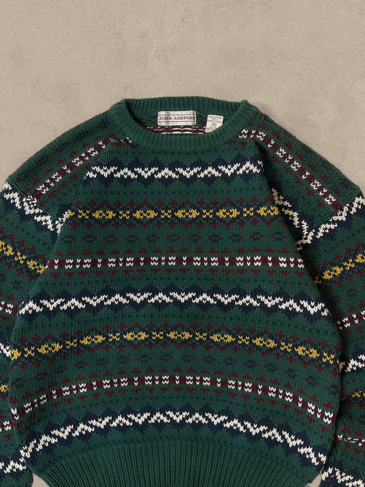1990S - GREEN/YELLOW SWEATER - M