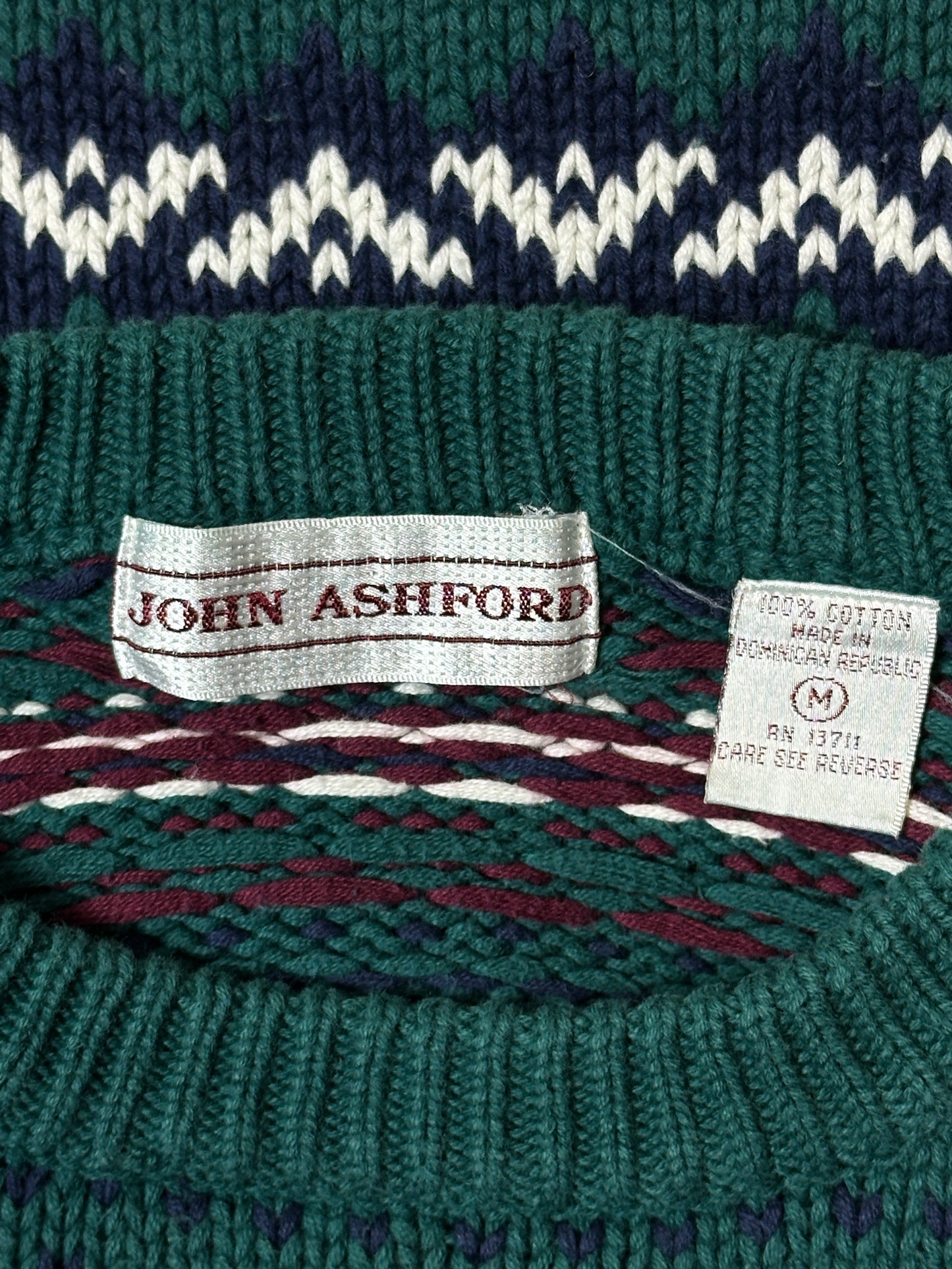 1990S - GREEN/YELLOW SWEATER - M