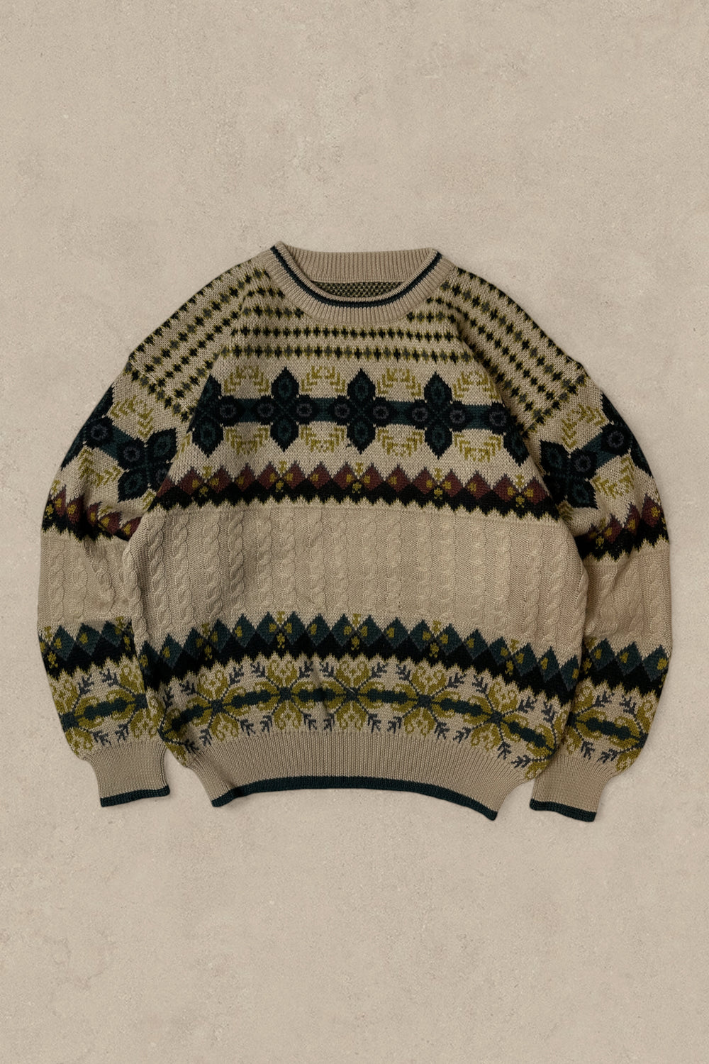 1990S - BROWN/YELLOW SWEATER - M