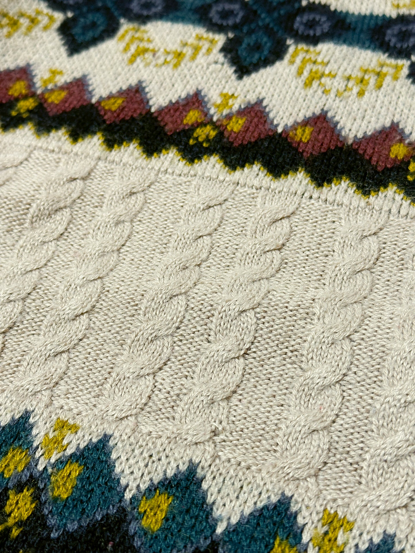 1990S - BROWN/YELLOW SWEATER - M