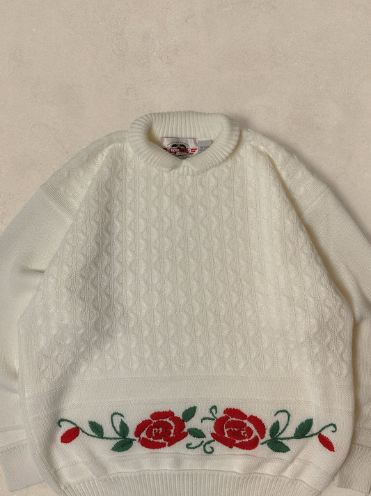 1990S - WHITE SWEATER - L