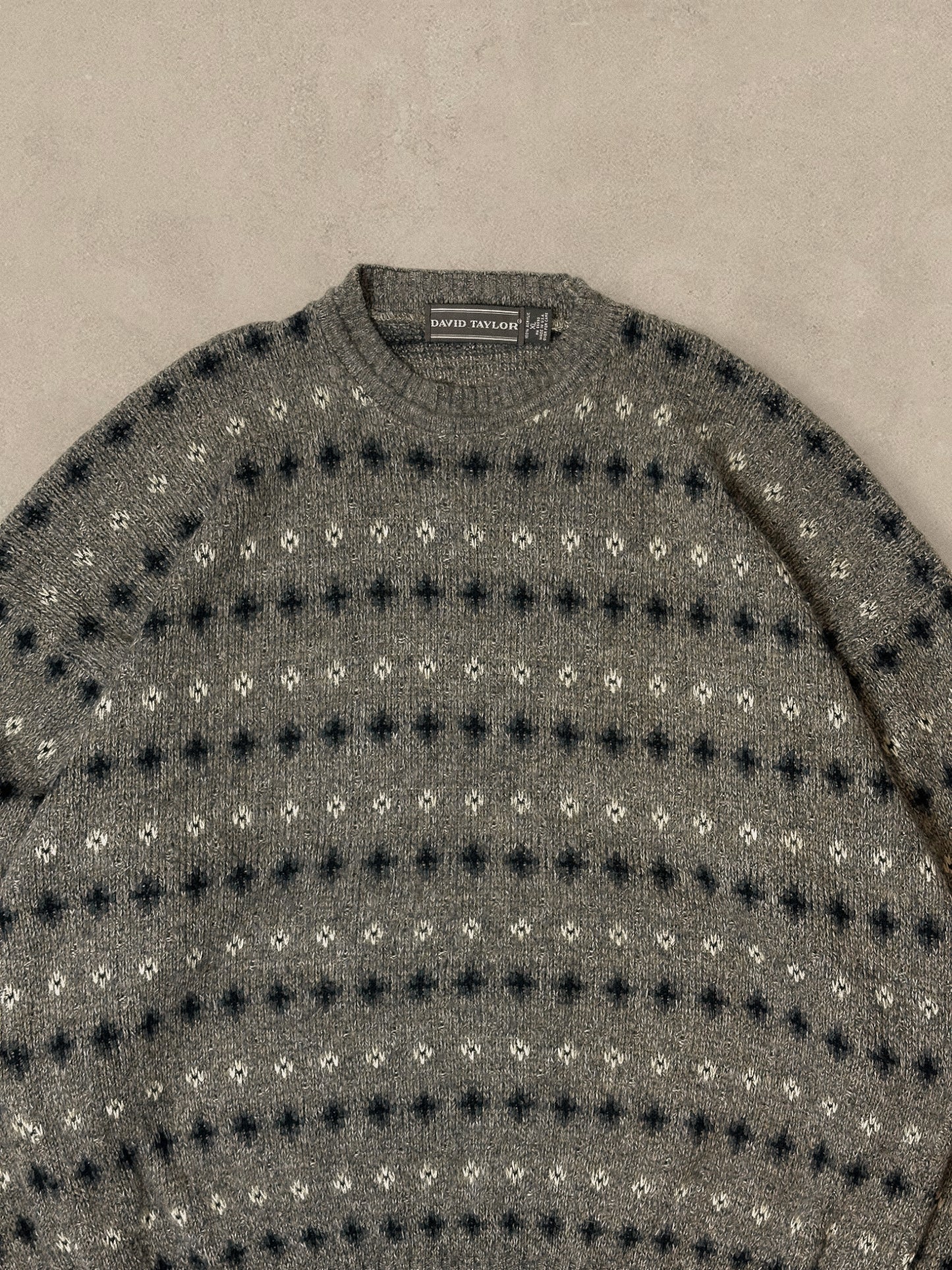 1990S - GREY/BROWN SWEATER - XL