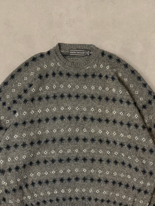 1990S - GREY/BROWN SWEATER - XL