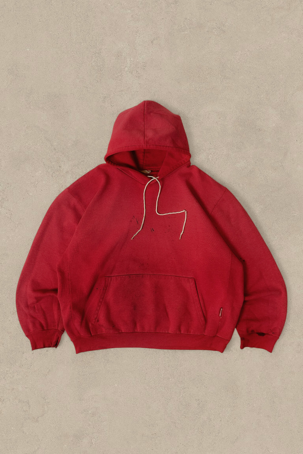 1980S - RED SUNFADED HOODIE - L