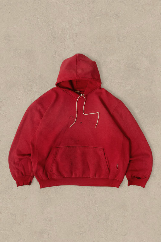 1980S - RED SUNFADED HOODIE - L