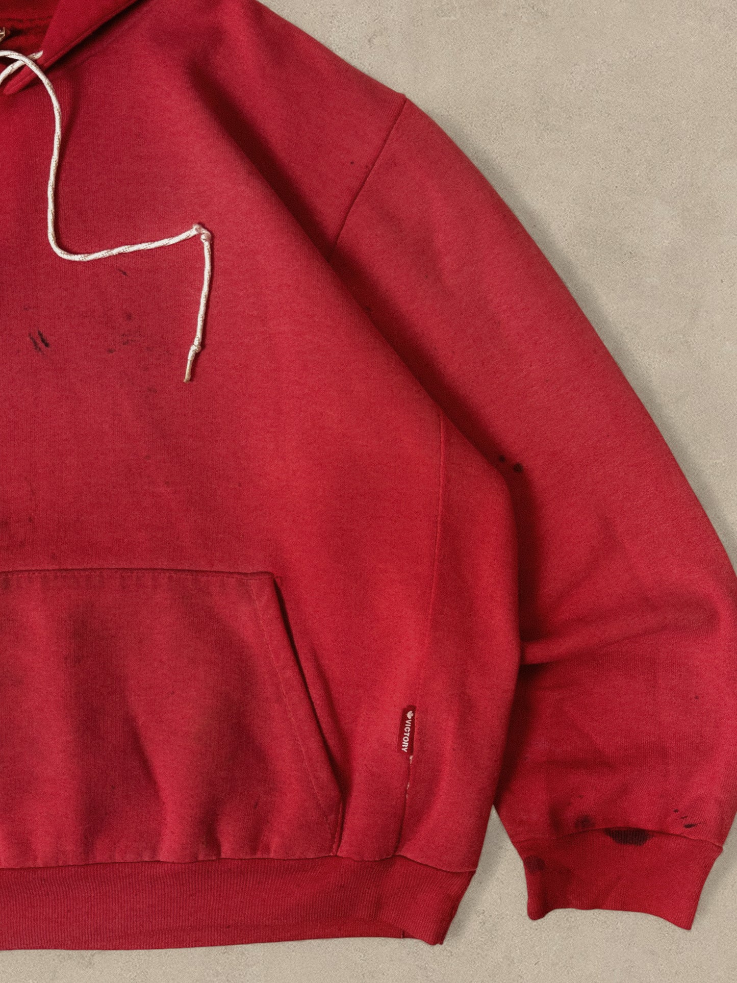 1980S - RED SUNFADED HOODIE - L