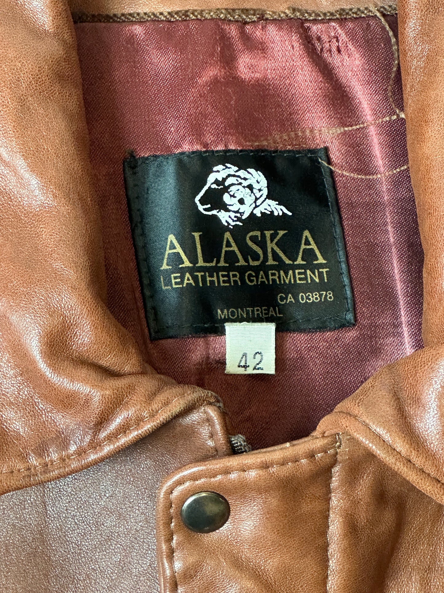 1990S - CARAMEL LEATHE JACKET - XL (42)