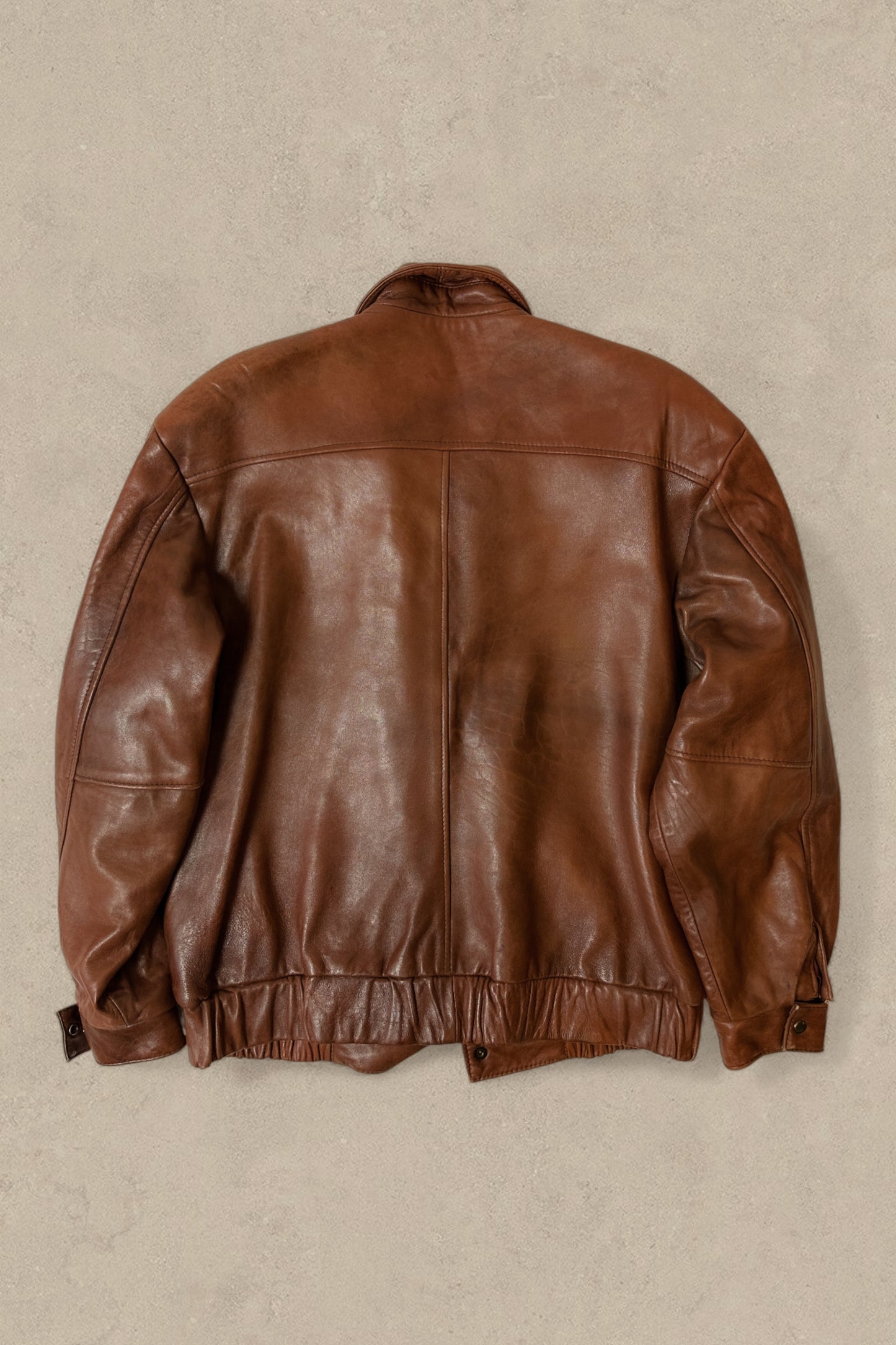 1990S - CARAMEL LEATHE JACKET - XL (42)