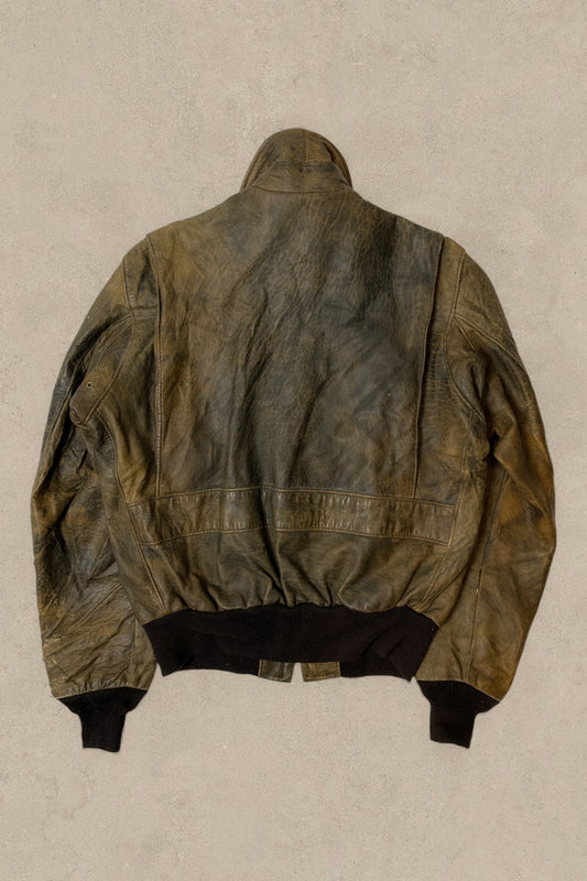 1990S - BROWN FADED SCHOTT FLIGHT JACKET MADE IN USA - M (42