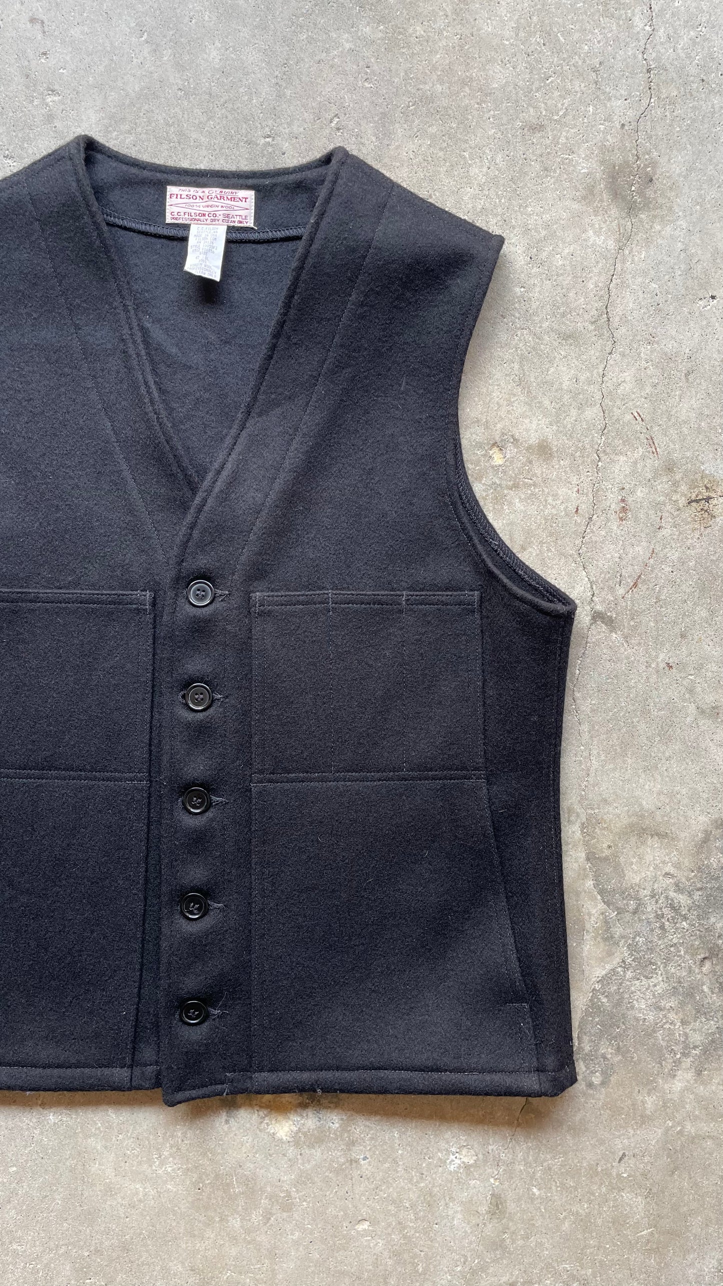 1990S CC FILSON HUNTING VEST WOOL BLACK - L