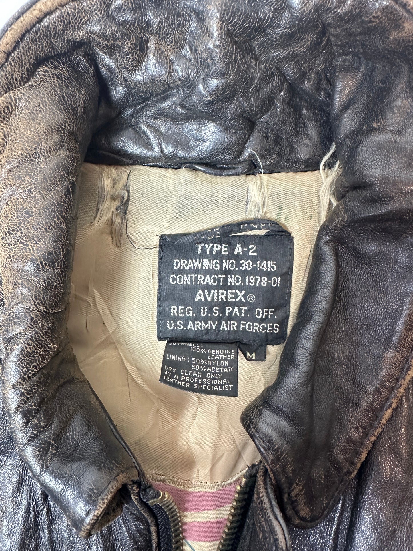 1990S - BLACK DISTRESSED AVIREX FLIGHT JACKET TYPE A-2 - M