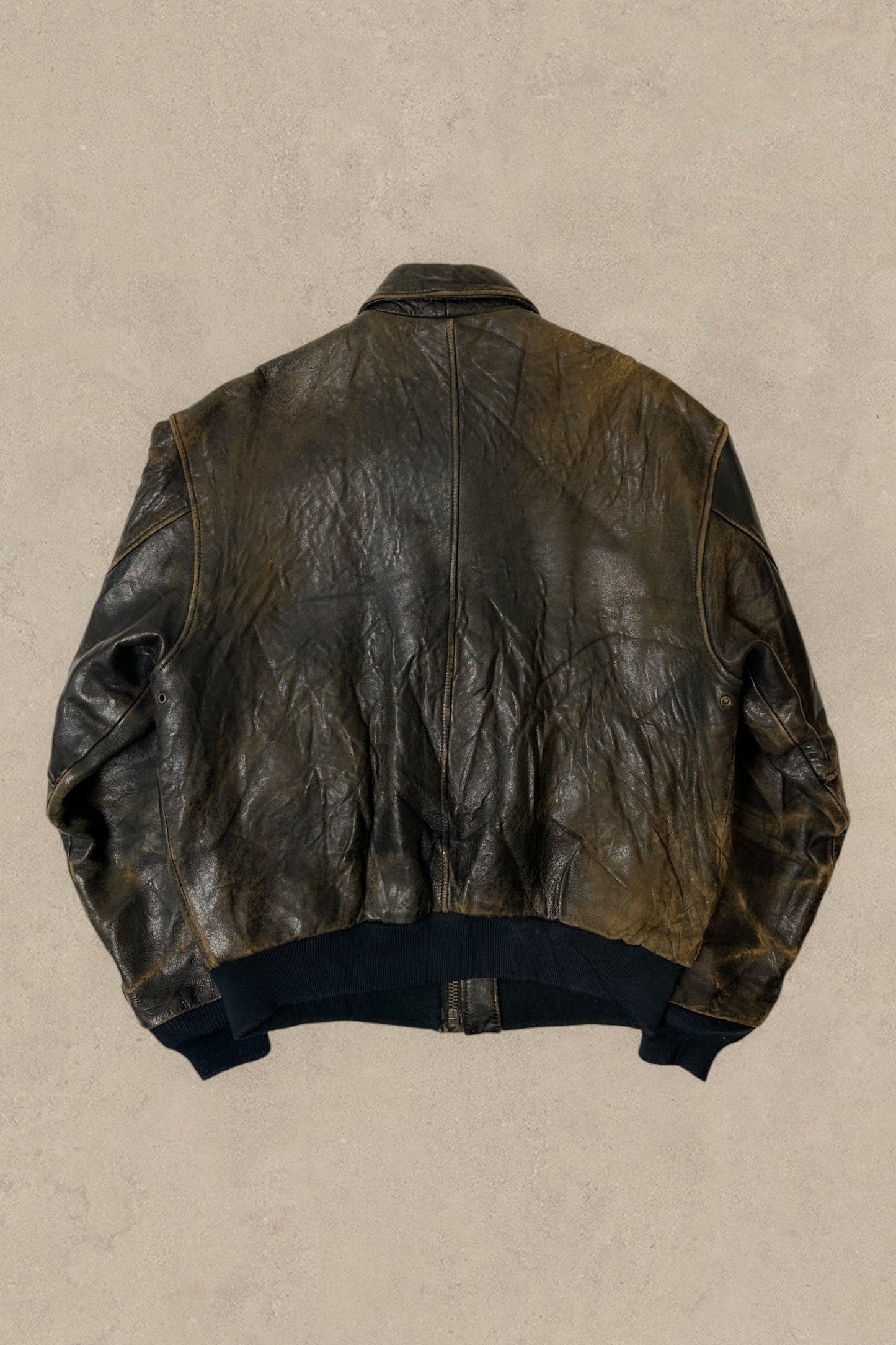 1990S - BLACK DISTRESSED AVIREX FLIGHT JACKET TYPE A-2 - M